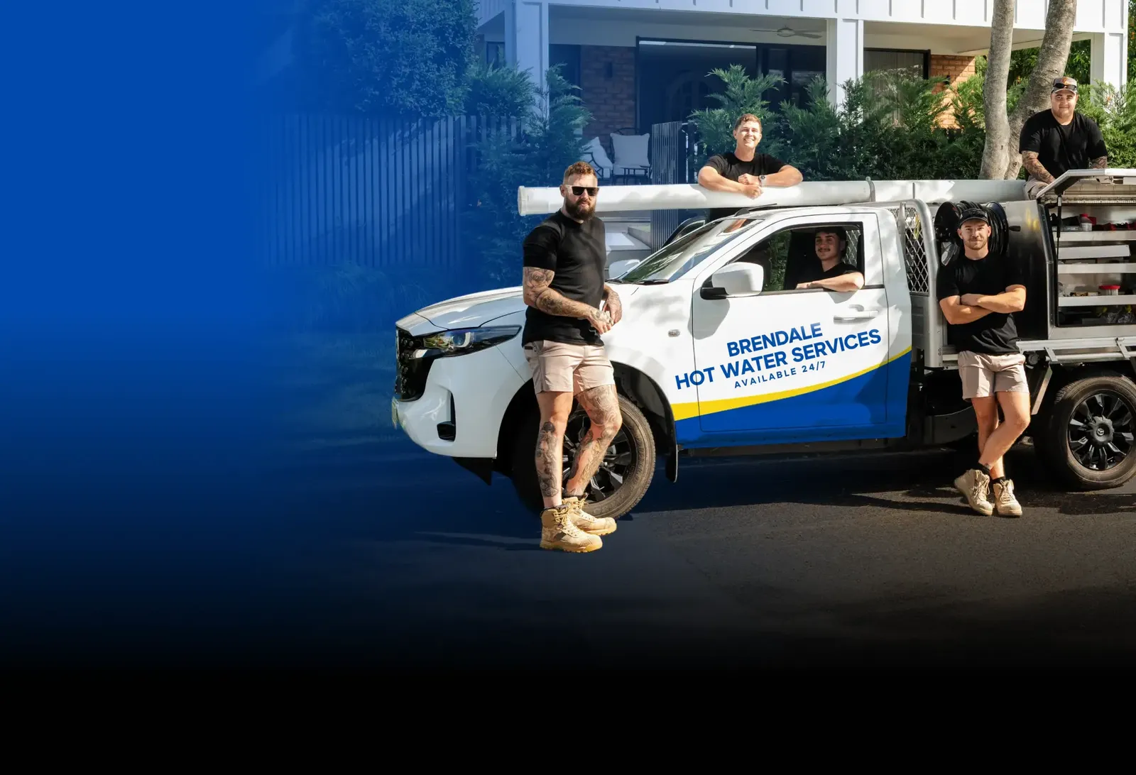 Brendale Hot Water Services team with the ute
